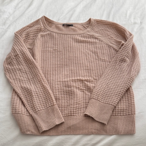Vince Waffle Knit Crewneck Sweater - Light Pink, Medium - Picture 4 of 4
